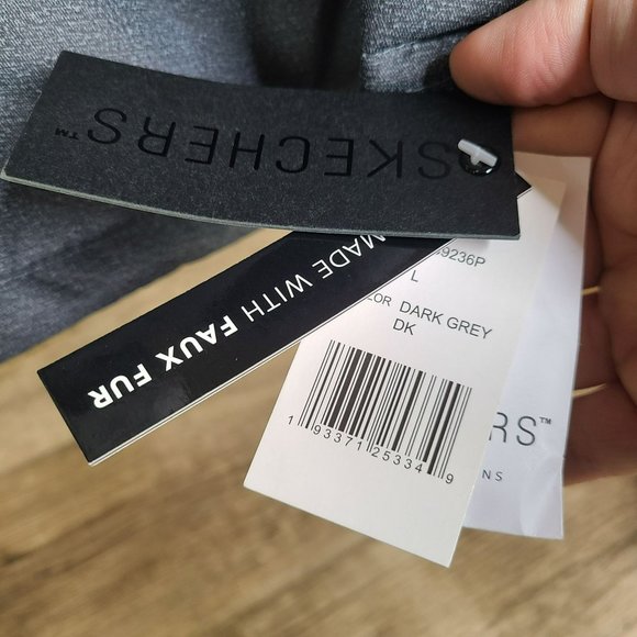 Skechers Womens Sz LG Dark Gray Faux Fur Lined Hooded Winter Jacket Puffer Parka - Picture 4 of 11